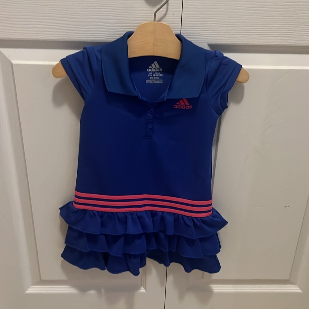 adidas coloured ruffle dress in deep purple